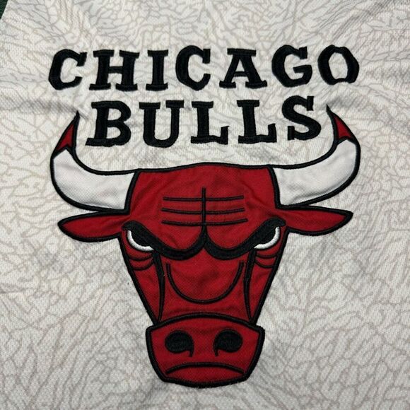 NBA Chicago Bulls Rare Jersey Mens M Green/Red Trim Embroidered Logo Cream - Picture 6 of 13